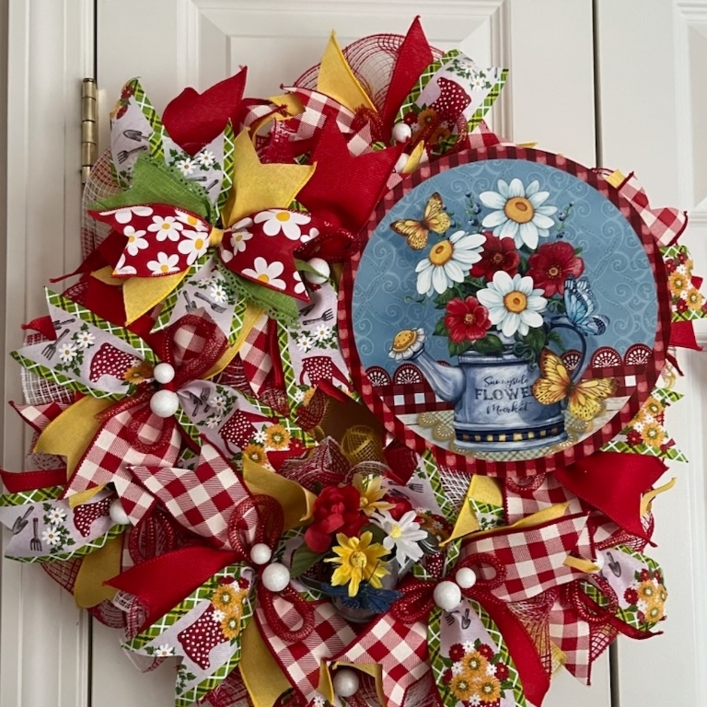 Home Holiday Red & Yellow Floral Welcome Wreath